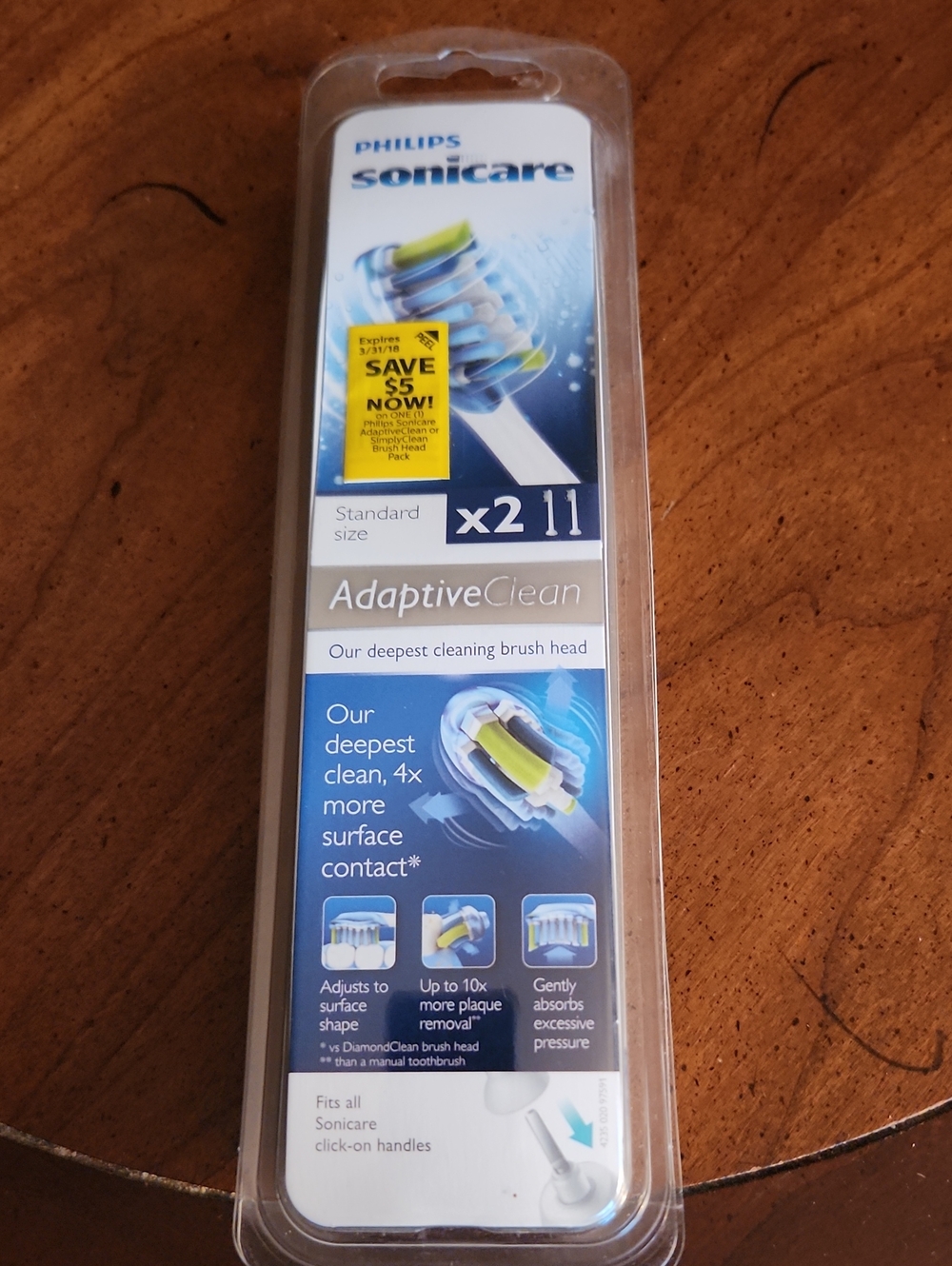 Philips Sonicare AdaptiveClean Replacement Brush Heads - Blue, White & Yellow